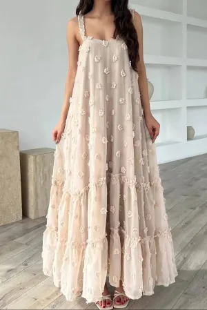 annabelle Jacquard strap maxi dress in apricot Gloria Lanvin