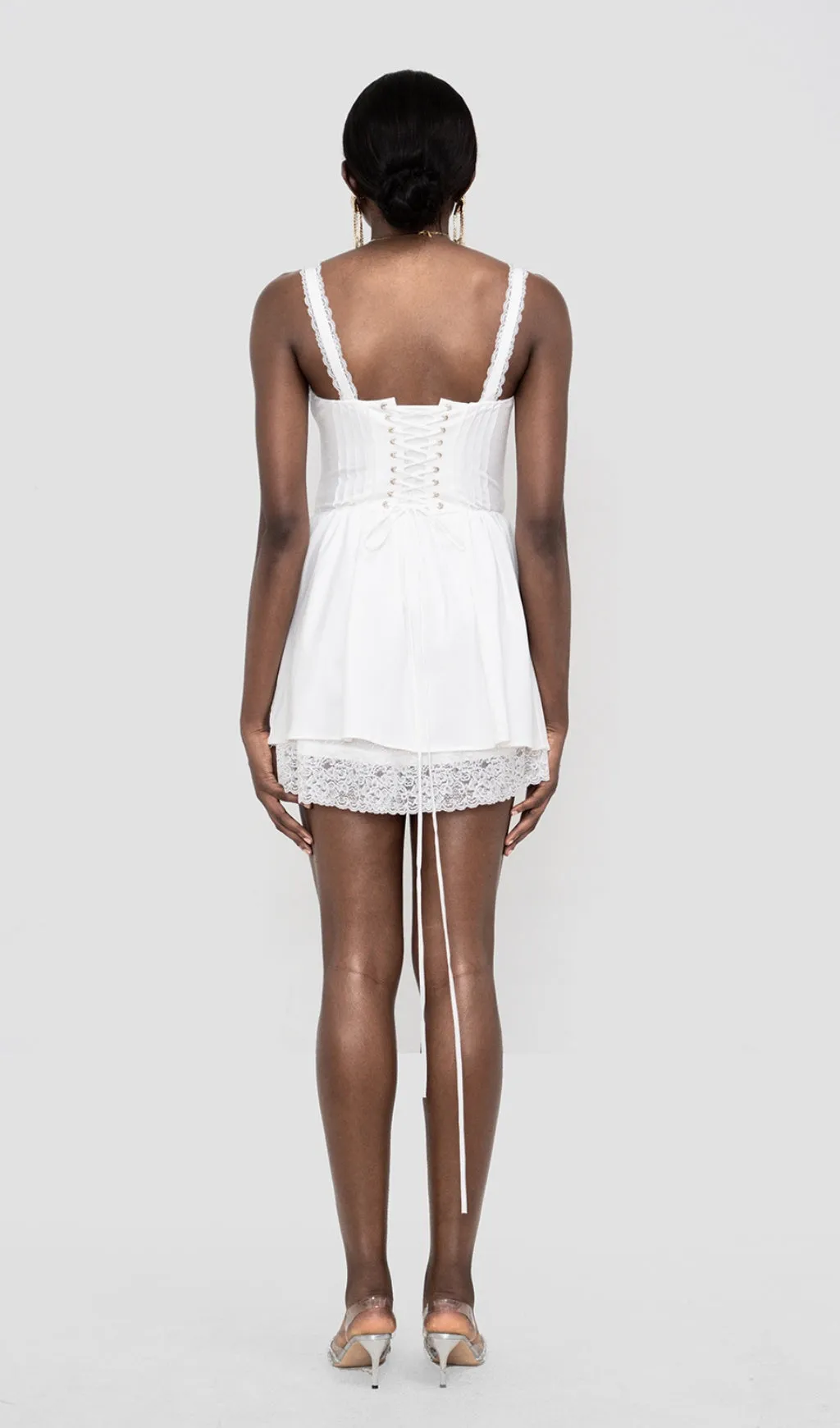 ANNE WHITE LACE CORSET MINI DRESS Gloria Lanvin