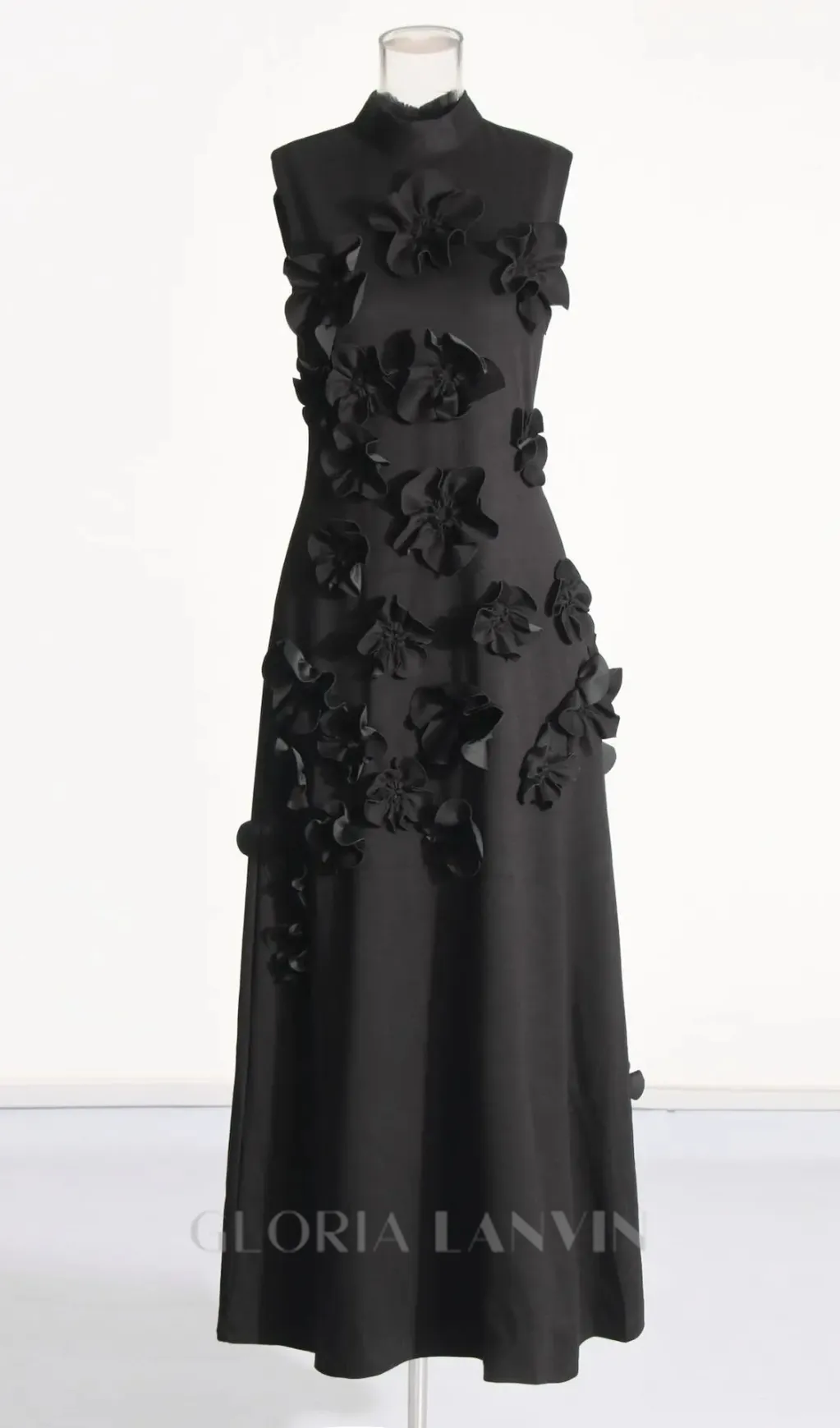 ANNONA BLACK FLOWER EMBELLISHED MAXI DRESS Gloria Lanvin