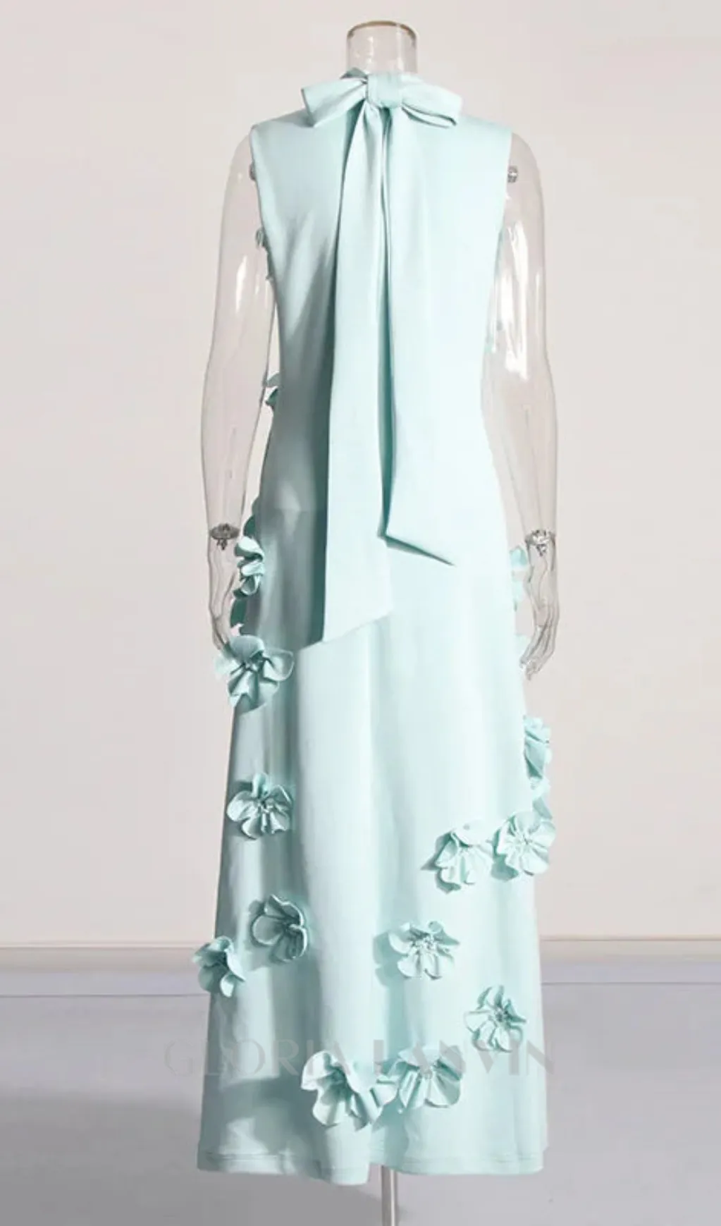 ANNONA GREEN FLOWER EMBELLISHED MAXI DRESS Gloria Lanvin