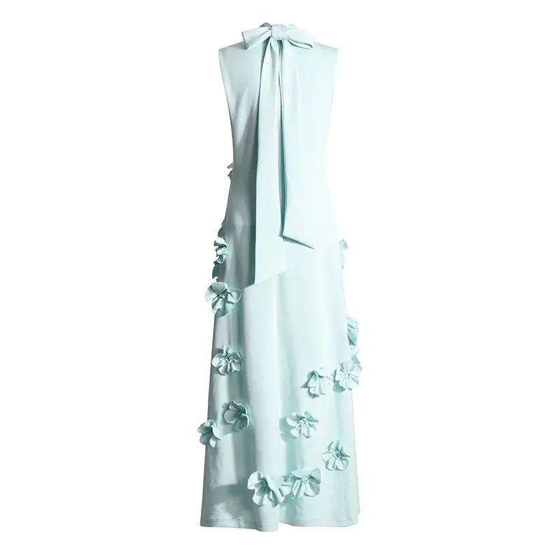 ANNONA GREEN FLOWER EMBELLISHED MAXI DRESS Gloria Lanvin
