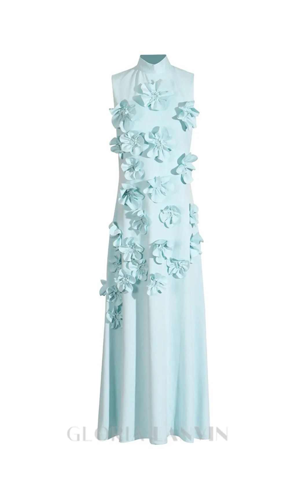 ANNONA GREEN FLOWER EMBELLISHED MAXI DRESS Gloria Lanvin