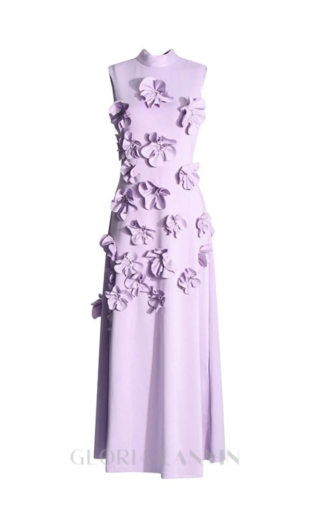 ANNONA PURPLE FLOWER EMBELLISHED MAXI DRESS Gloria Lanvin