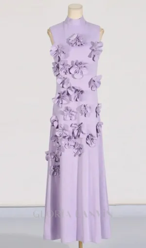 ANNONA PURPLE FLOWER EMBELLISHED MAXI DRESS Gloria Lanvin