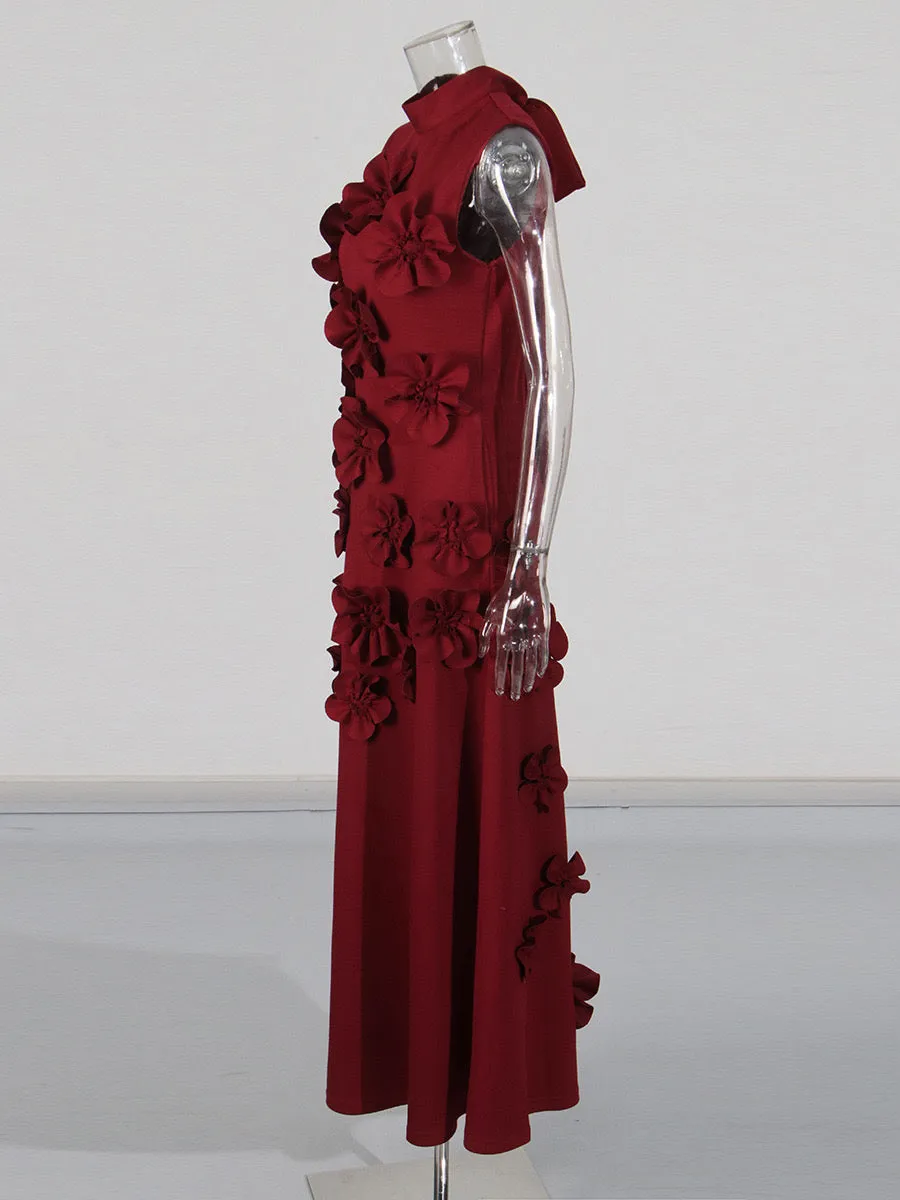 ANNONA RED FLOWER EMBELLISHED MAXI DRESS Gloria Lanvin