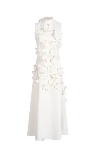 ANNONA WHITE FLOWER EMBELLISHED MAXI DRESS Gloria Lanvin