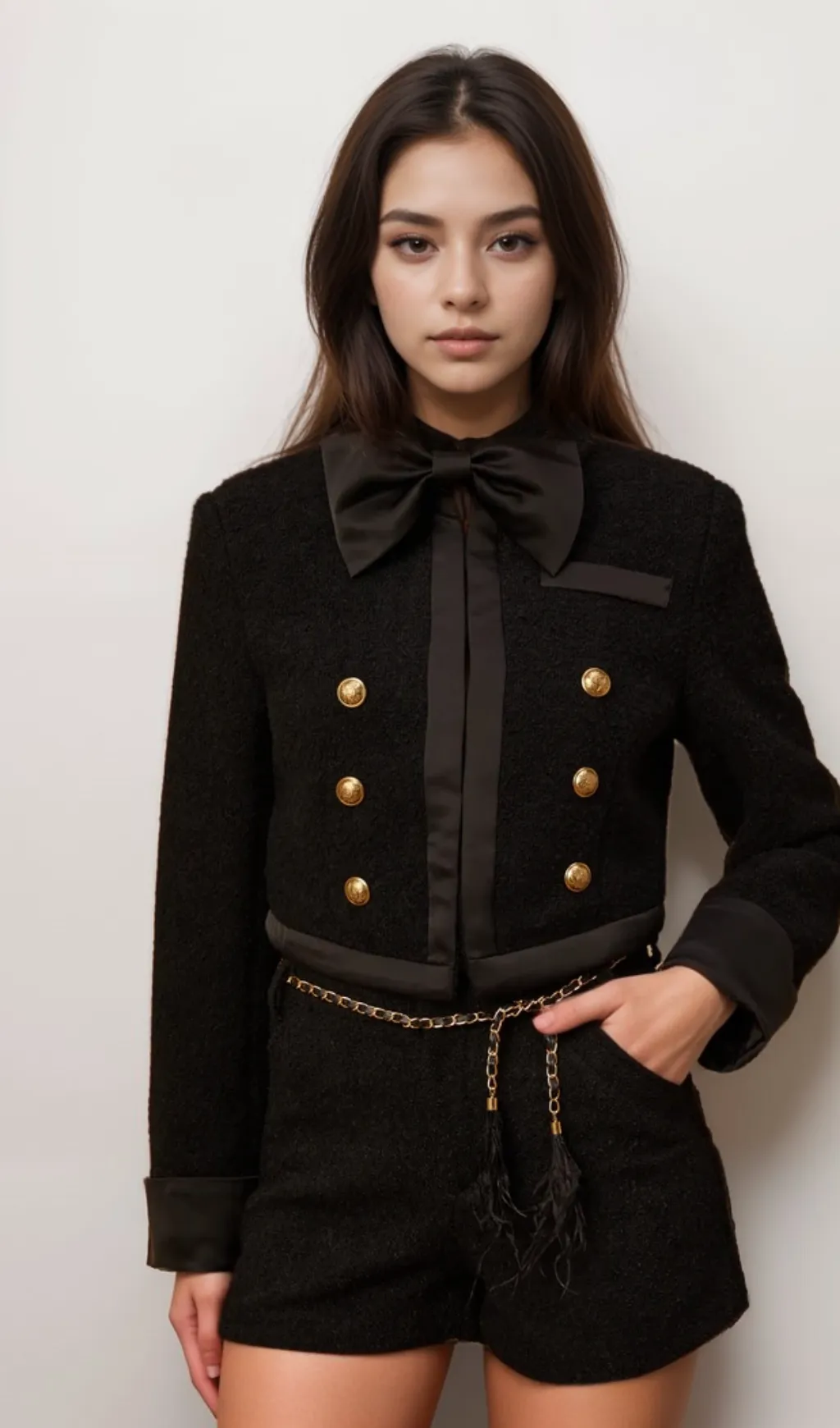 Antonia black tweed jacket & shorts matching set Gloria Lanvin
