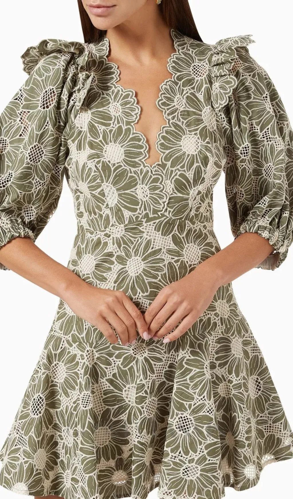 ANUNCIACION EMBROIDERED COTTON LACE DRESS Gloria Lanvin