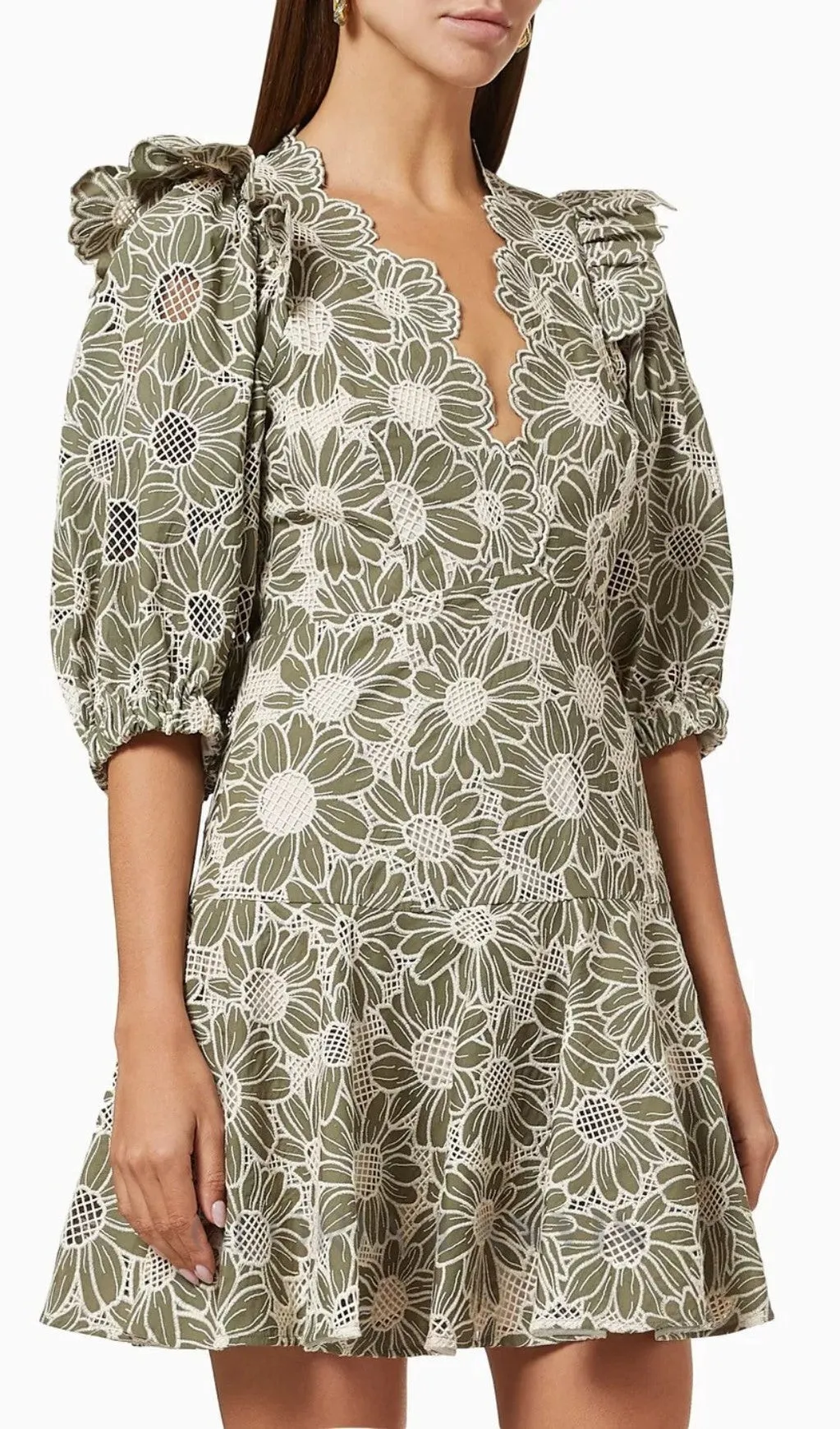 ANUNCIACION EMBROIDERED COTTON LACE DRESS Gloria Lanvin