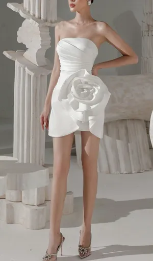 APPLIQUD SATIN MINI DRESS IN WHITE Gloria Lanvin