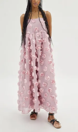 APPLIQUE A-LINE MAXI DRESS IN PINK Gloria Lanvin