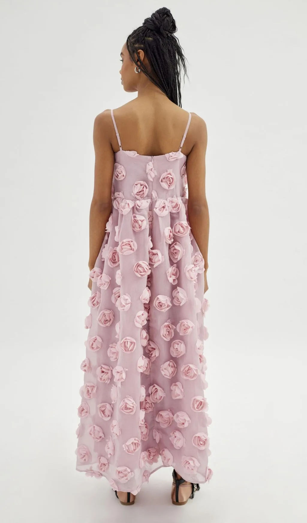 APPLIQUE A-LINE MAXI DRESS IN PINK Gloria Lanvin