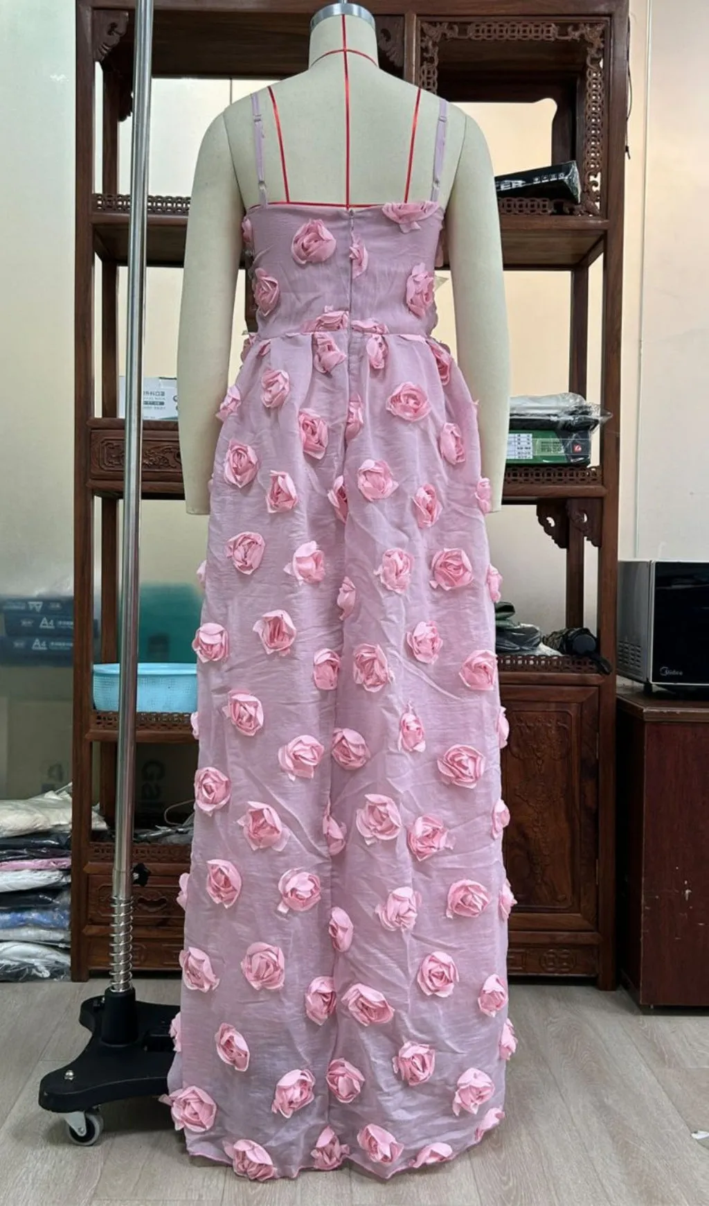 APPLIQUE A-LINE MAXI DRESS IN PINK Gloria Lanvin