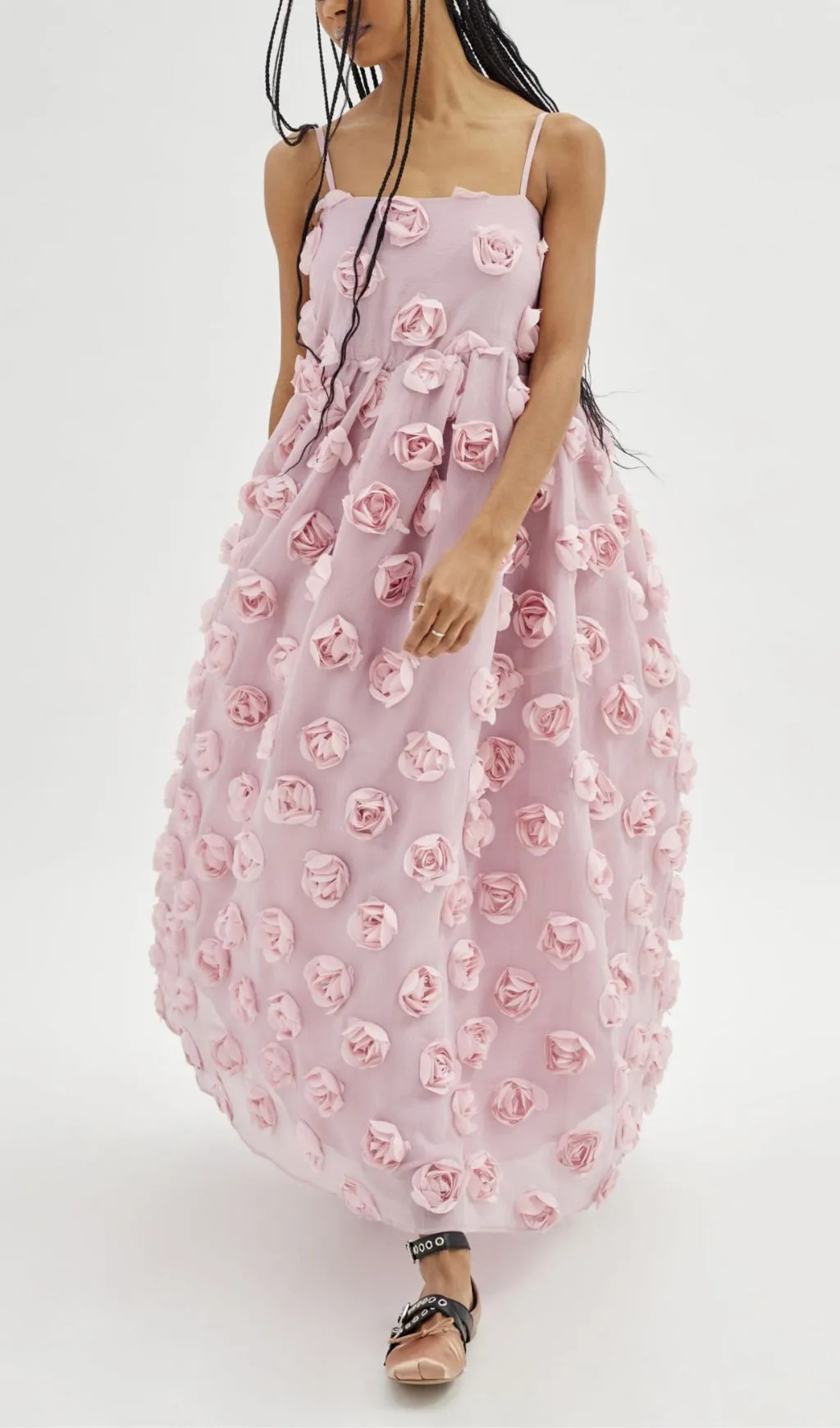 APPLIQUE A-LINE MAXI DRESS IN PINK Gloria Lanvin