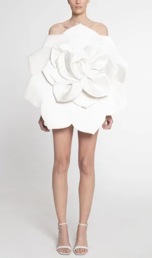 APRICOT FLOWER STRAPLESS MINI DRESS Gloria Lanvin