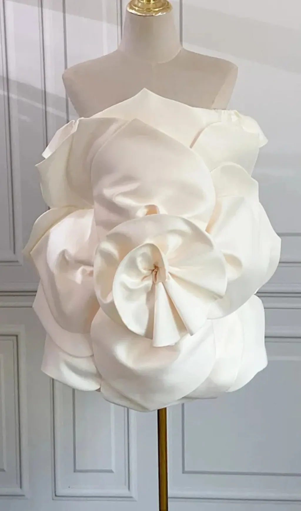 APRICOT FLOWER STRAPLESS MINI DRESS Gloria Lanvin