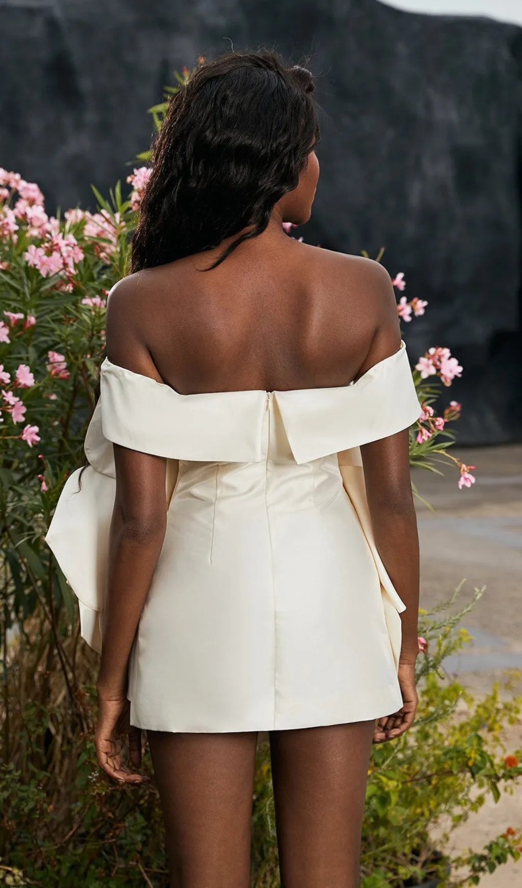 APRICOT FLOWER STRAPLESS MINI DRESS Gloria Lanvin