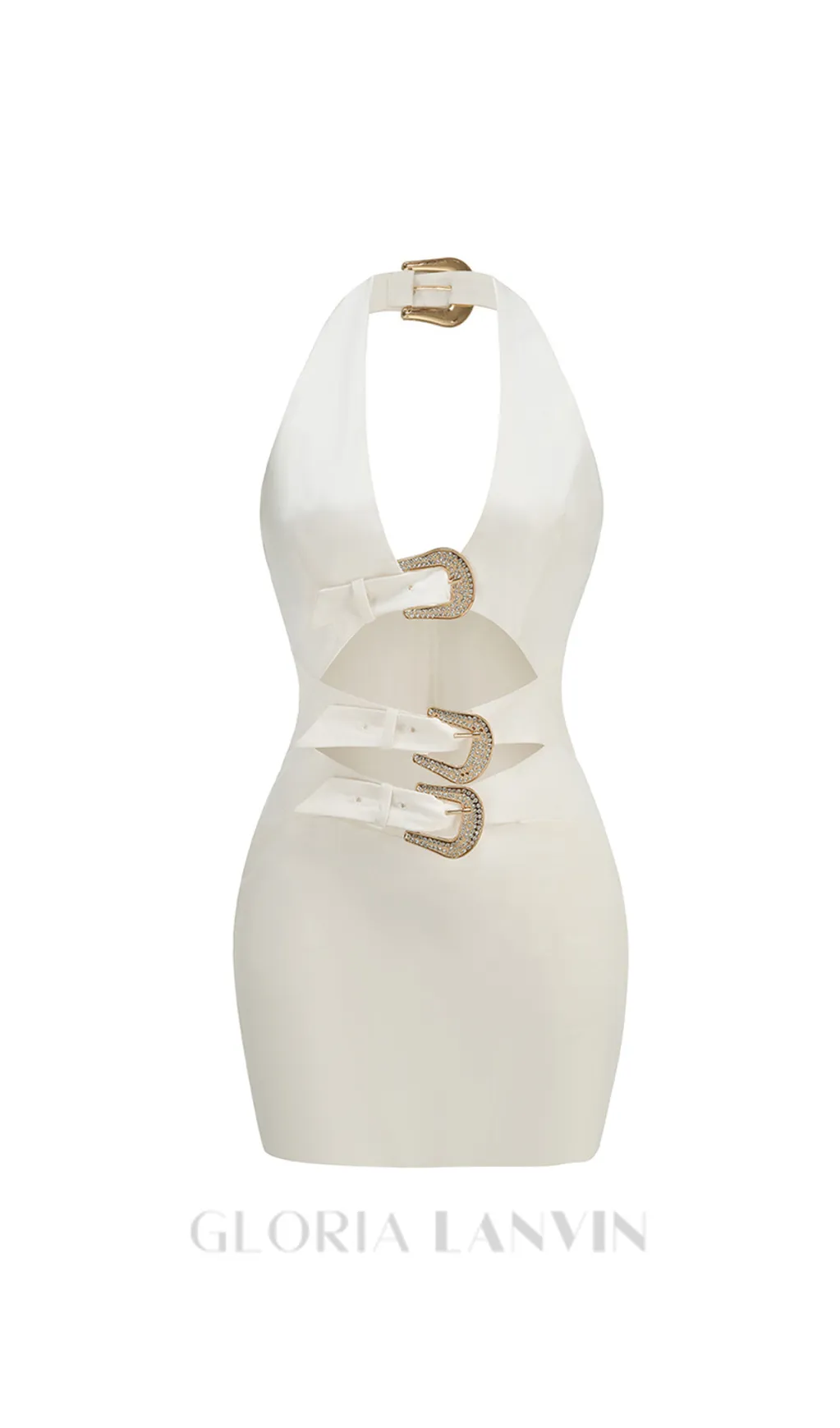ARABELA BUCKLED MINI DRESS IN WHITE Gloria Lanvin