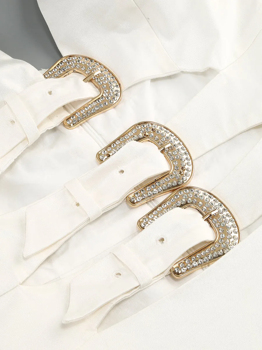 ARABELA BUCKLED MINI DRESS IN WHITE Gloria Lanvin