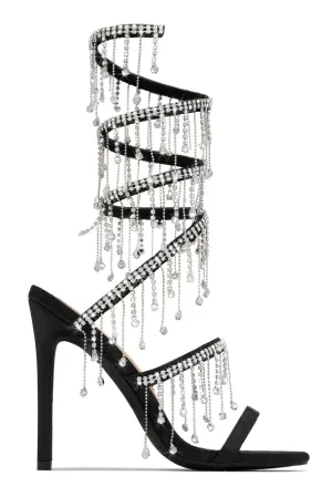 Arabella Rhinestone Tassel Stiletto Heels - Black Gloria Lanvin