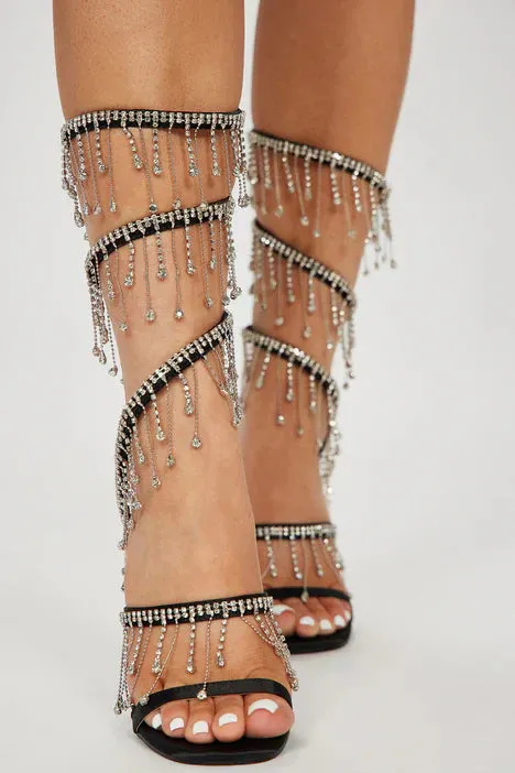Arabella Rhinestone Tassel Stiletto Heels - Black Gloria Lanvin