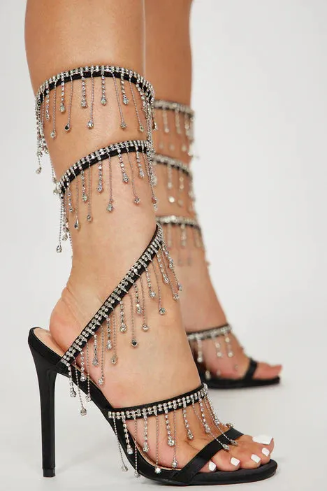 Arabella Rhinestone Tassel Stiletto Heels - Black Gloria Lanvin