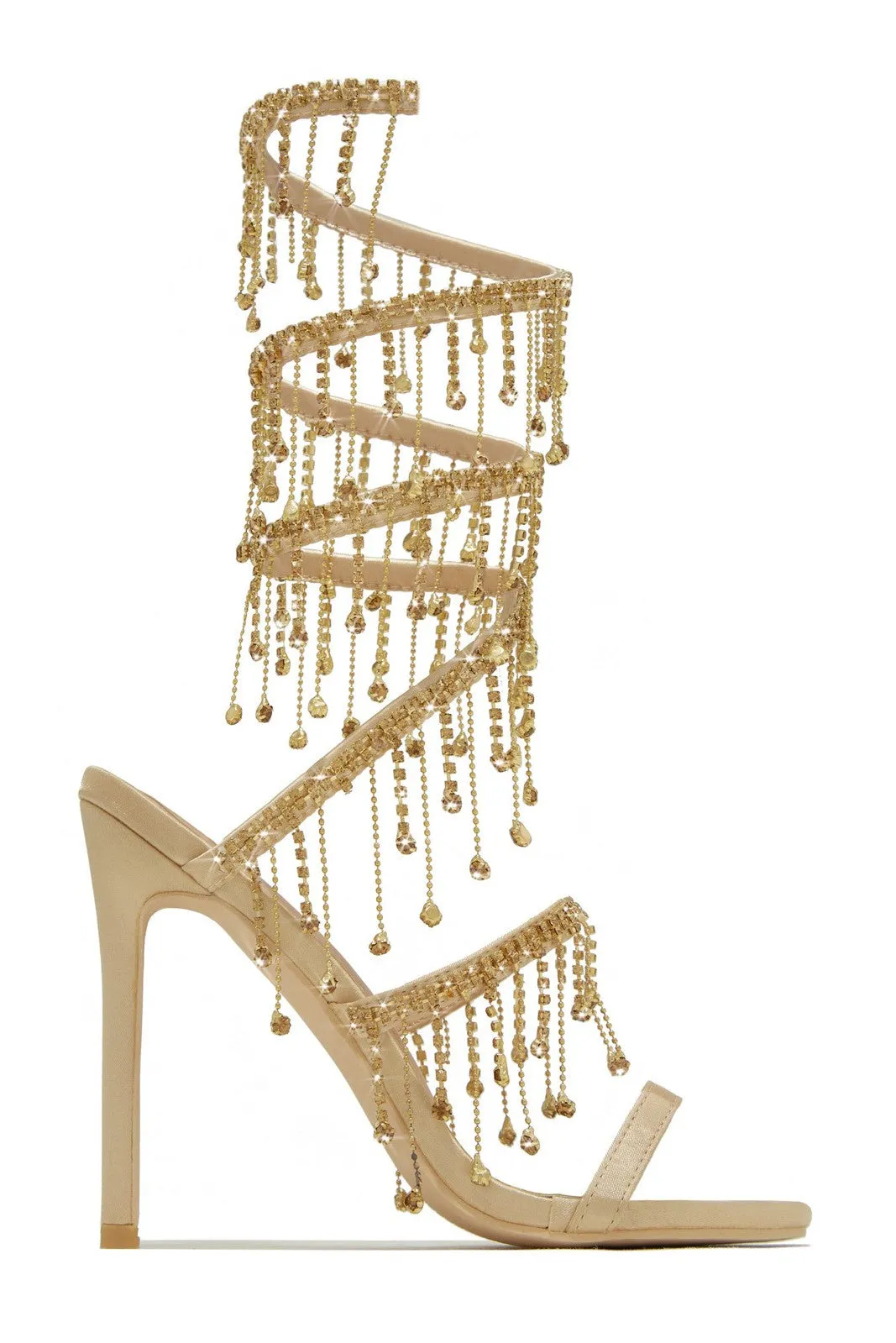 Arabella Rhinestone Tassel Stiletto Heels - Black Gloria Lanvin