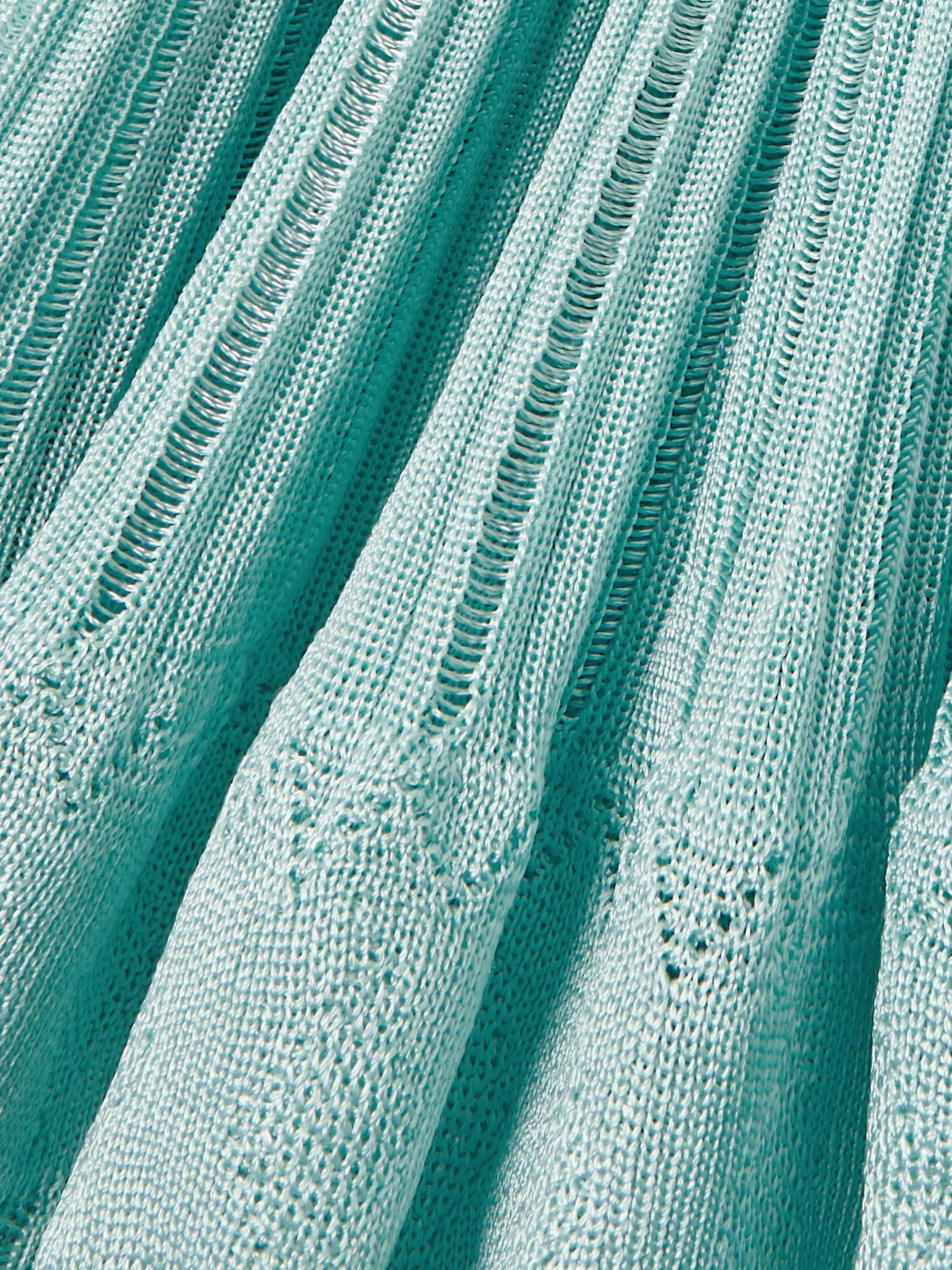 Archetypes ribbed pointelle-knit mini dress in green Gloria Lanvin
