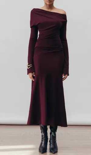 Aria Draped maxi Dress in burgundy Gloria Lanvin