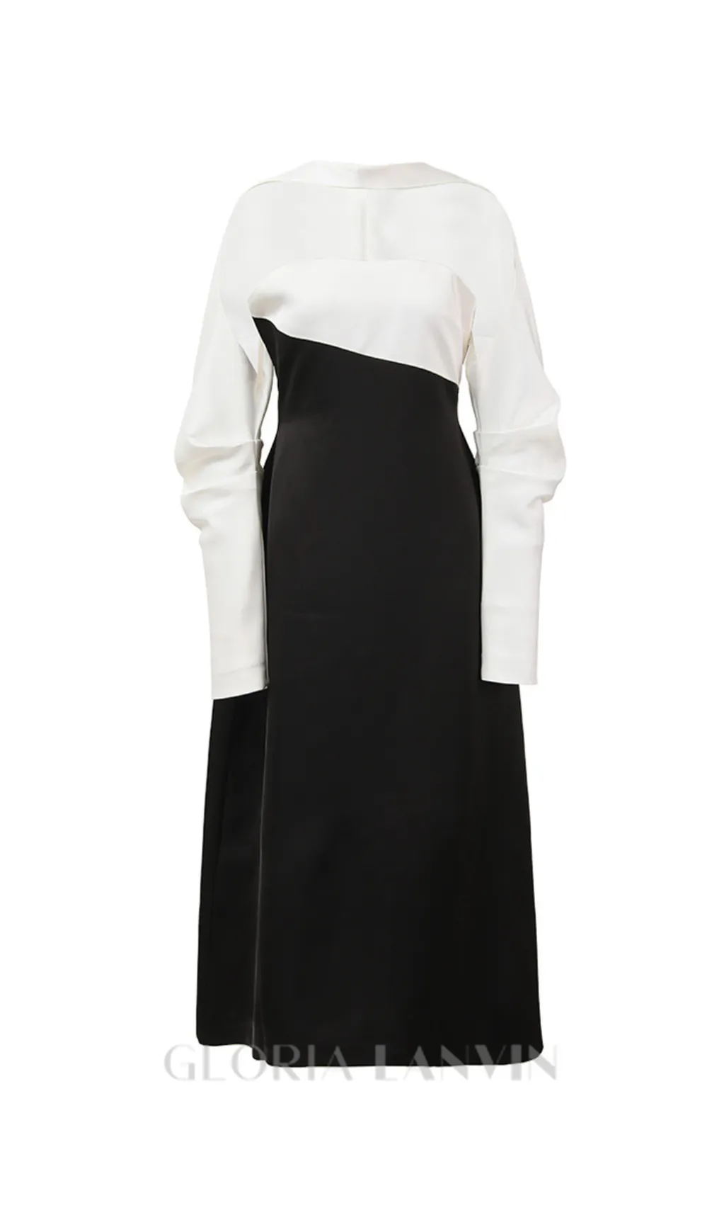 ARLENE BLACK LONG SLEEVED CUT OUT SILK TAFFETA MIDI DRESS Gloria Lanvin