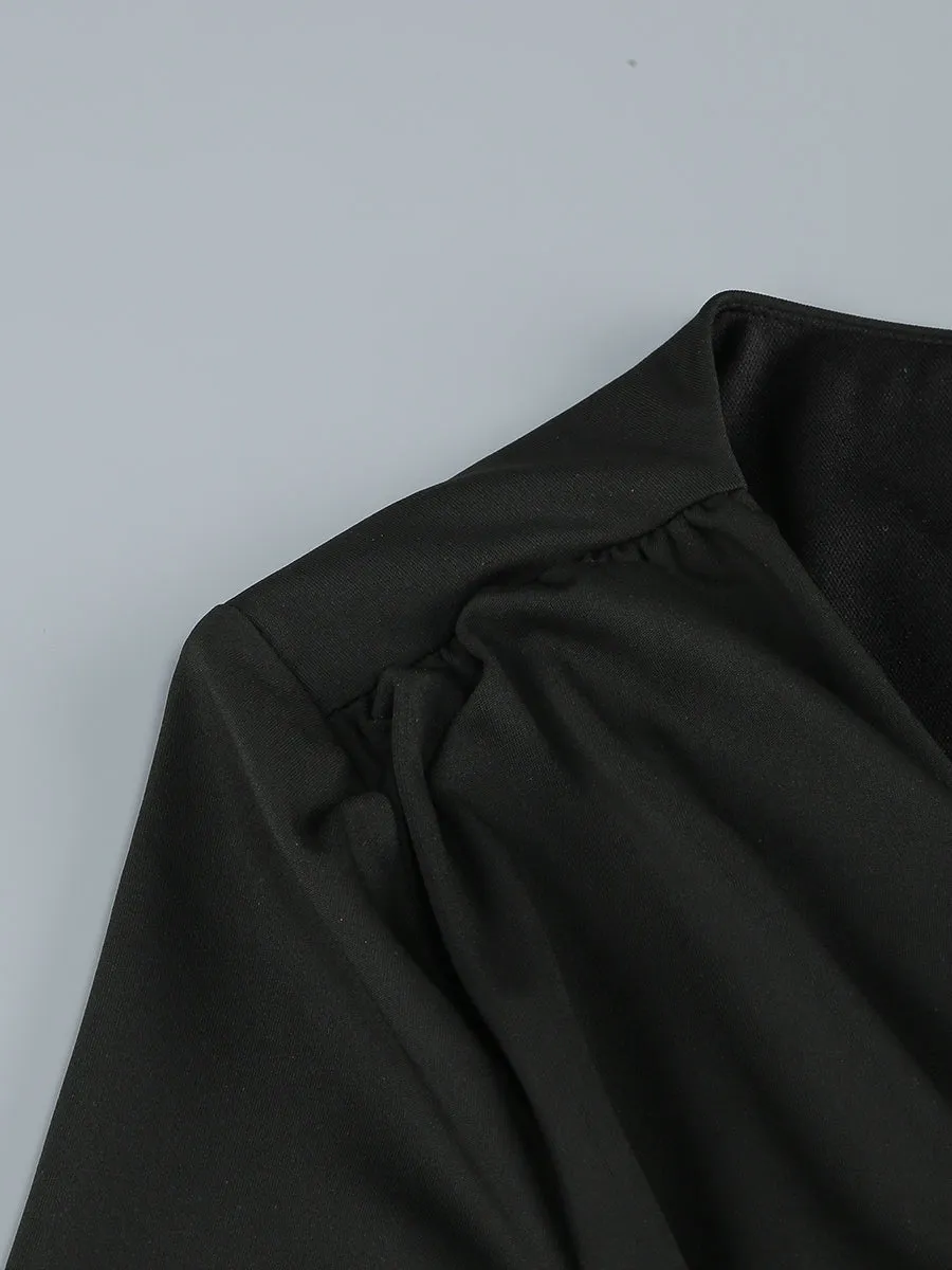 ASHLEY BLACK MAXI DRESS WITH OPEN BACK AND LEATHER PANE Gloria Lanvin