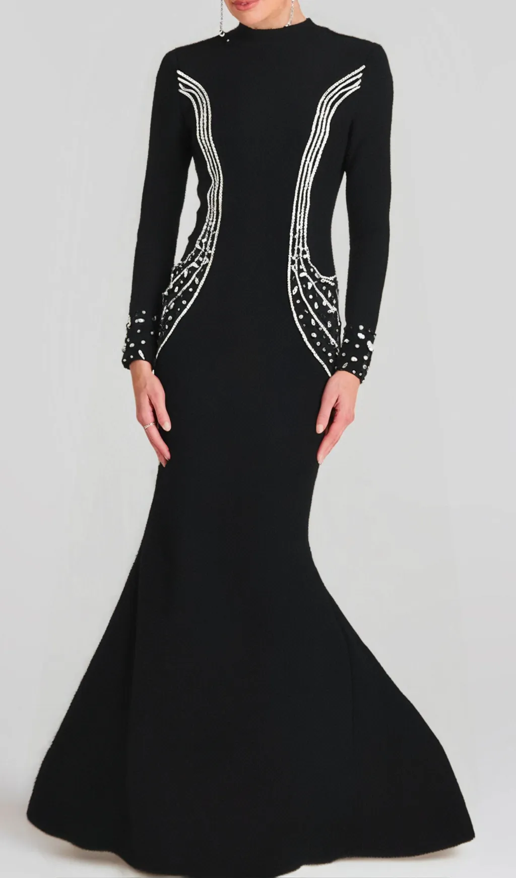 Ashley crystal embellished bodycon maxi dress in black Gloria Lanvin