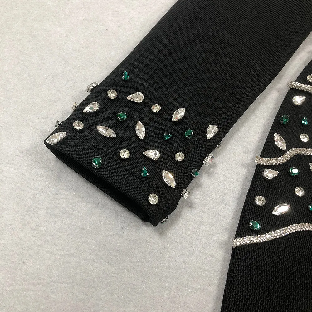 Ashley crystal embellished bodycon maxi dress in black Gloria Lanvin