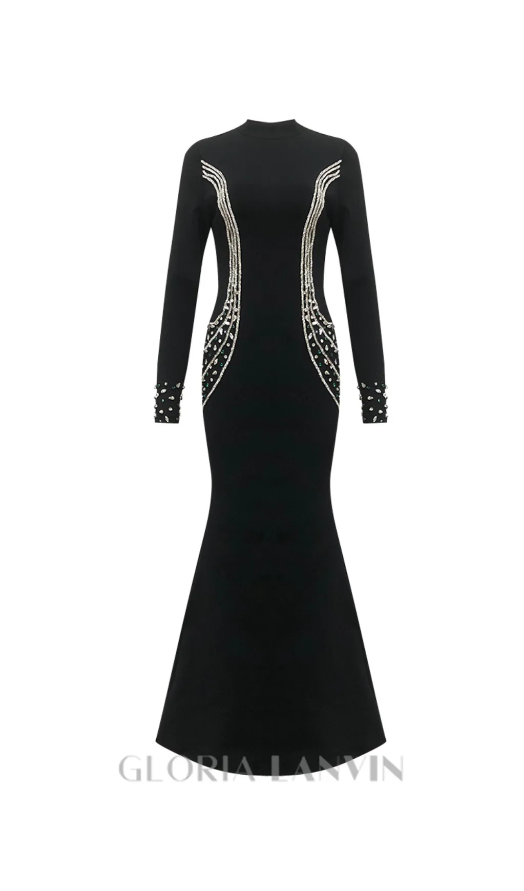 Ashley crystal embellished bodycon maxi dress in black Gloria Lanvin