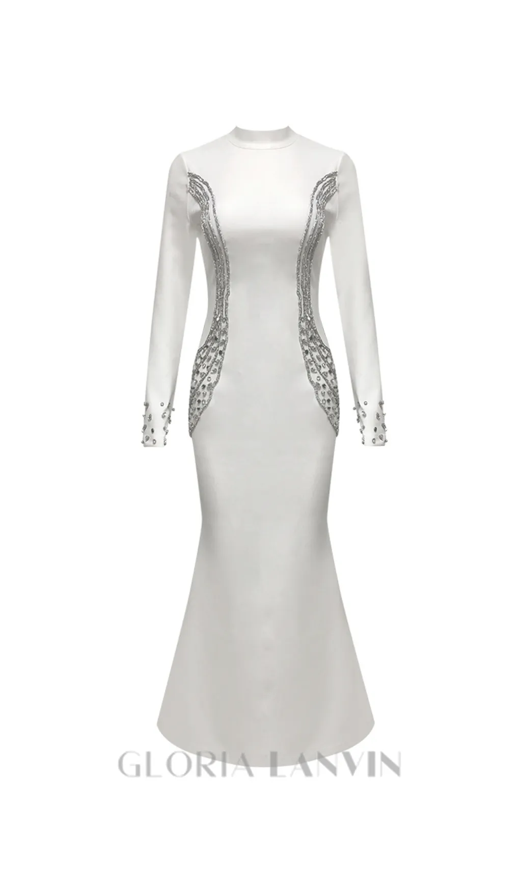 Ashley crystal embellished bodycon maxi dress in white Gloria Lanvin