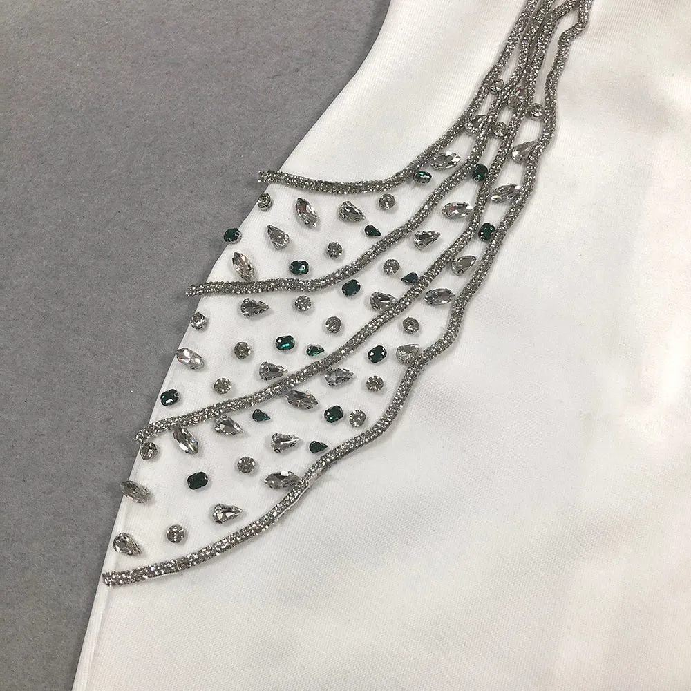Ashley crystal embellished bodycon maxi dress in white Gloria Lanvin