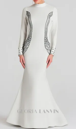 Ashley crystal embellished bodycon maxi dress in white Gloria Lanvin