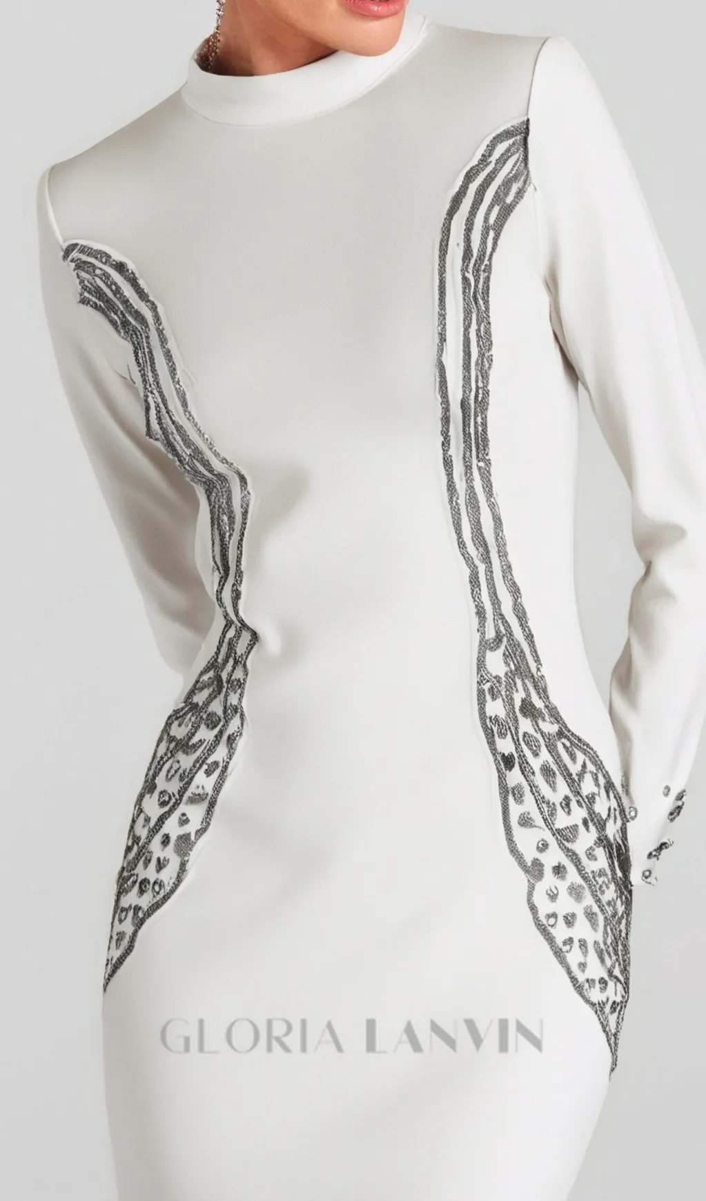Ashley crystal embellished bodycon maxi dress in white Gloria Lanvin