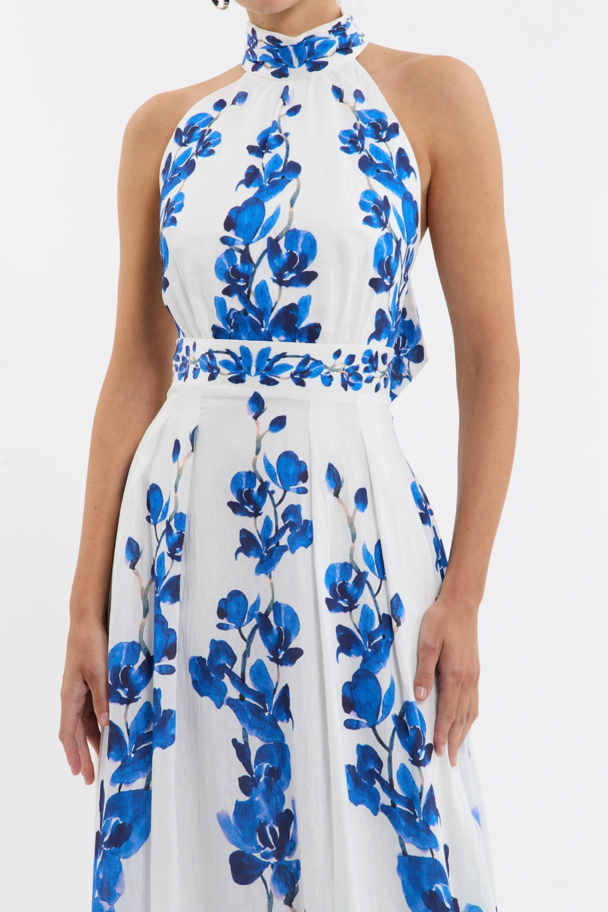 ashley orchid print maxi dress in white Gloria Lanvin