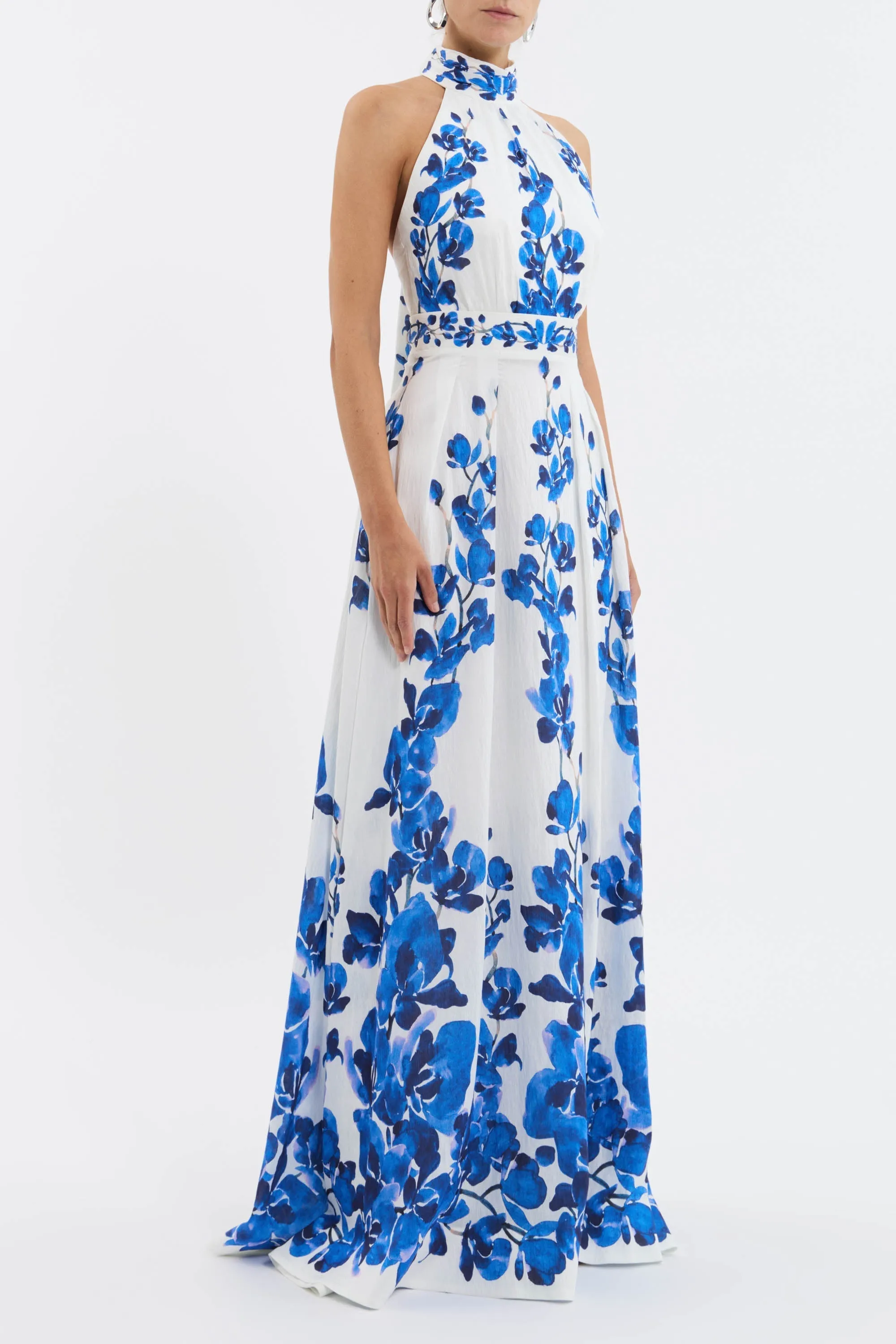 ashley orchid print maxi dress in white Gloria Lanvin