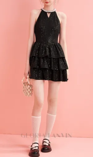ASTERIA SEQUIN RUFFLE MINI DRESS Gloria Lanvin