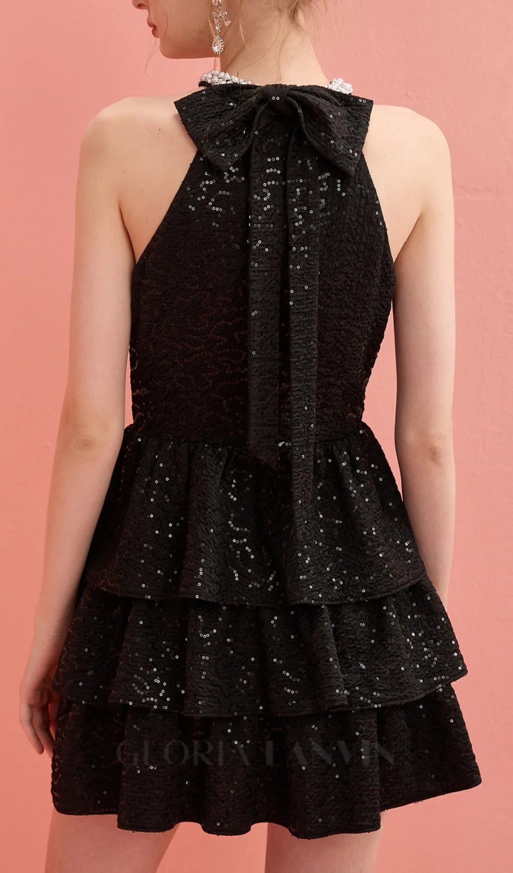 ASTERIA SEQUIN RUFFLE MINI DRESS Gloria Lanvin