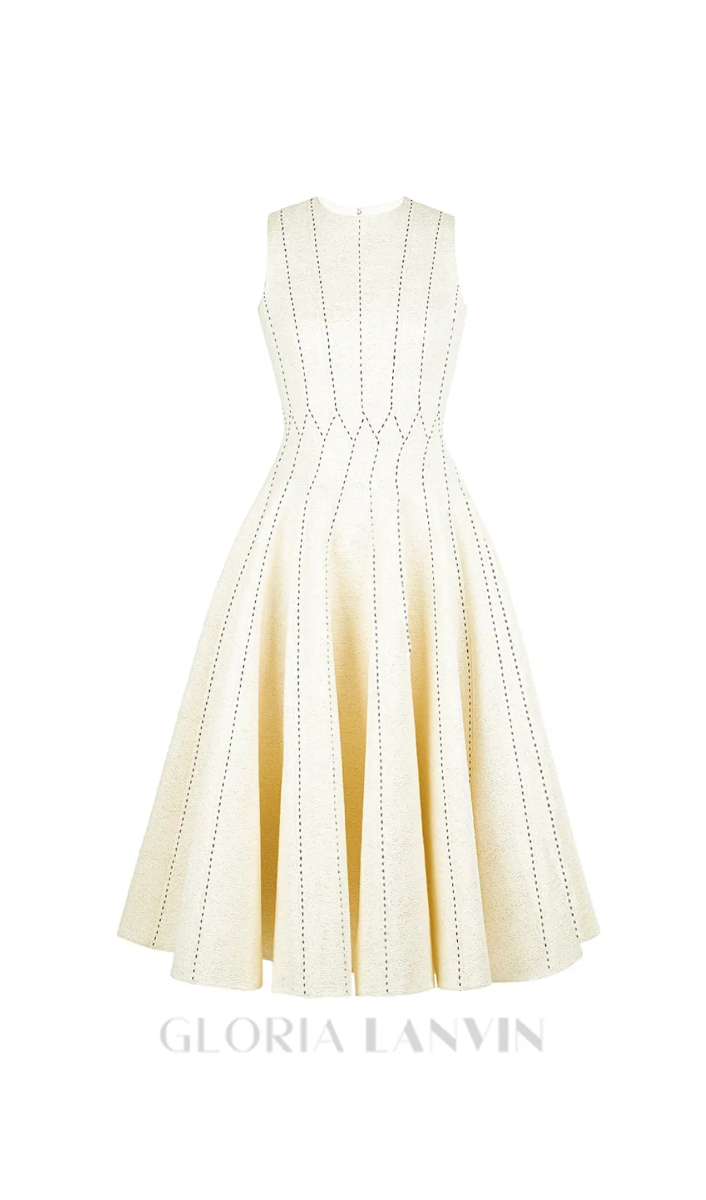 ASTRID SLEEVELESS PLEATED MIDI DRESS IN BEIGE Gloria Lanvin