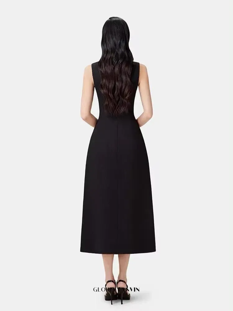 asymmetric collar blazer midi dress in black Gloria Lanvin