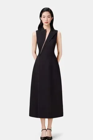 asymmetric collar blazer midi dress in black Gloria Lanvin