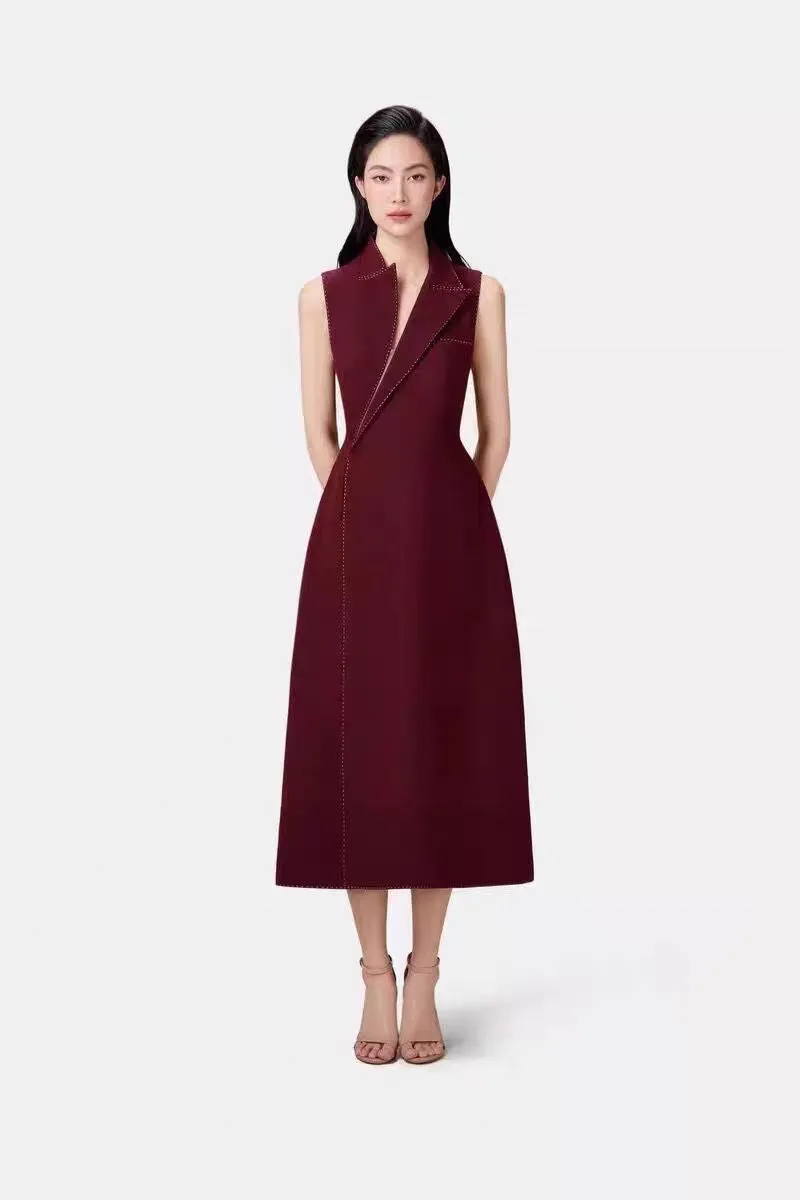 asymmetric collar blazer midi dress in red Gloria Lanvin