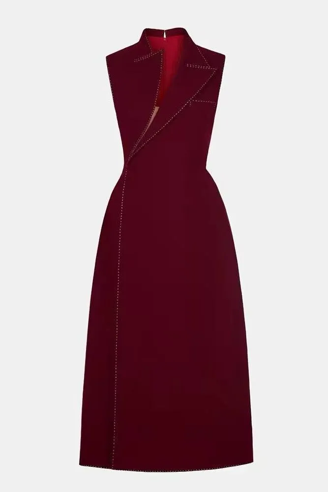 asymmetric collar blazer midi dress in red Gloria Lanvin