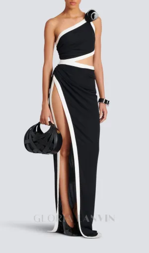 ASYMMETRIC DRESS WITH ROSE DETAIL Gloria Lanvin