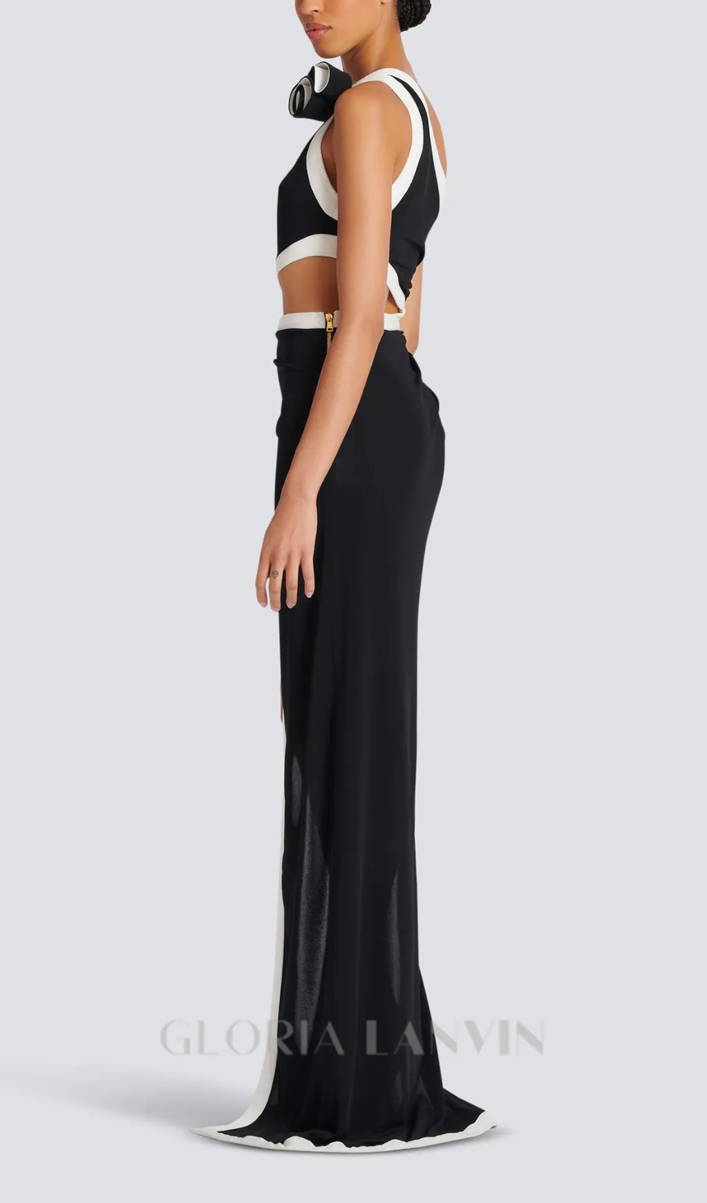 ASYMMETRIC DRESS WITH ROSE DETAIL Gloria Lanvin