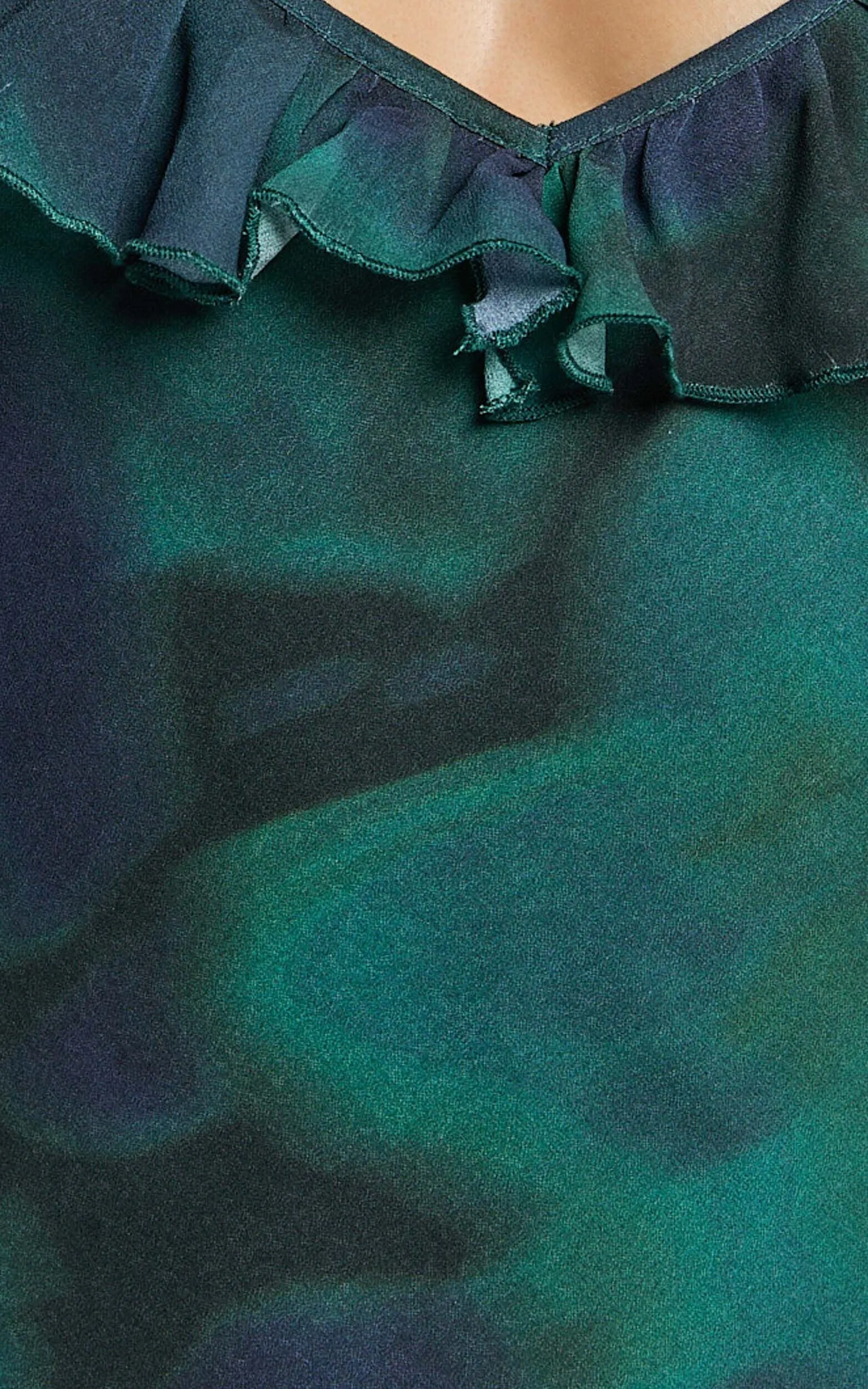 Asymmetric Ruffle Detail Maxi Dress in Moss Adeana Gloria Lanvin